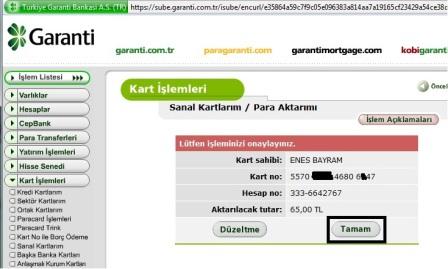 Garanti Sanal Kart Oluşturmak 15 www.enesbayram.com.tr