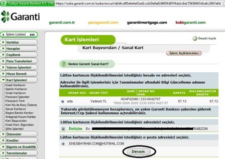 Garanti Sanal Kart Oluşturmak 9 www.enesbayram.com.tr