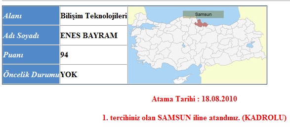 Enes Bayram Öğretmen Atama Sonucu www.enesbayram.com.tr